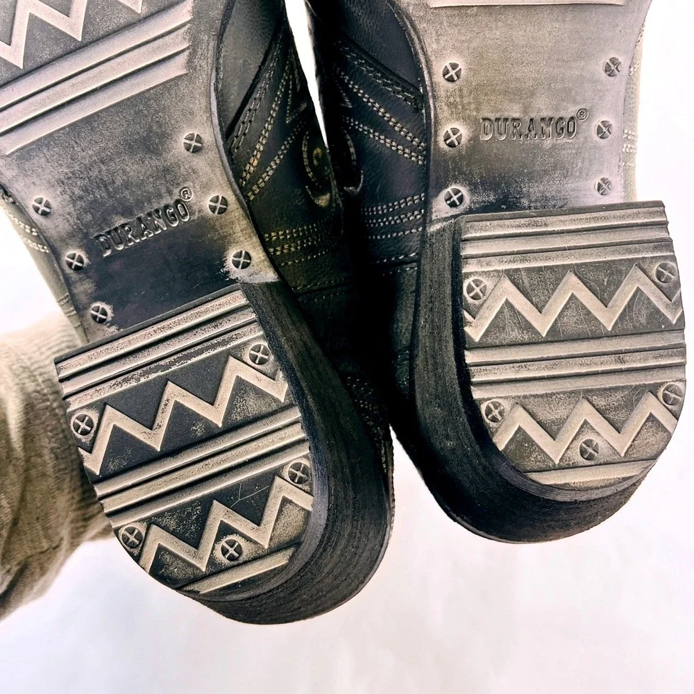 NEW Durango Crush Ankle Boots Womens 8.5 Gray Leather Western Metal Toe Bootie‎
